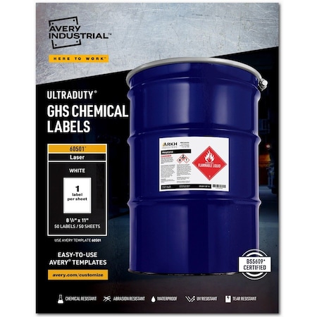 Avery Label, Ghs Chemical, 8.5X11 50PK AVE60501